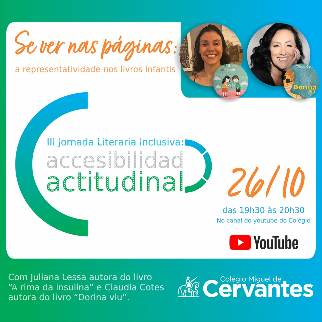 O Colégio Miguel de Cervantes convida a todos para o encontro com Juliana Lessa autora do livro “A rima da insulina” e Claudia Cotes autora do livro “Dorina viu”
26 de outubro, das 19h30 às 20h30
youtube.com/watch?v=RE8E9O…
