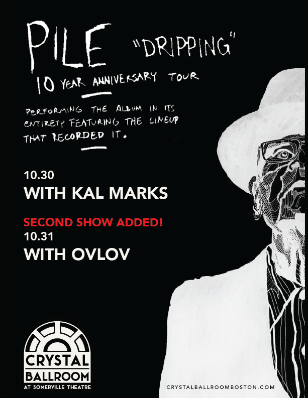 One week away from @pilemusic's second show at the Ballroom! Night 1 (10/30) is low on tickets, and night 2 (10/31) is moving fast! 10/30 w/ @KALMARKSBAND: crystalballroomboston.com/events/pile/ 10/31 w/ @ovlov: crystalballroomboston.com/events/pile-ni… Don't miss out!