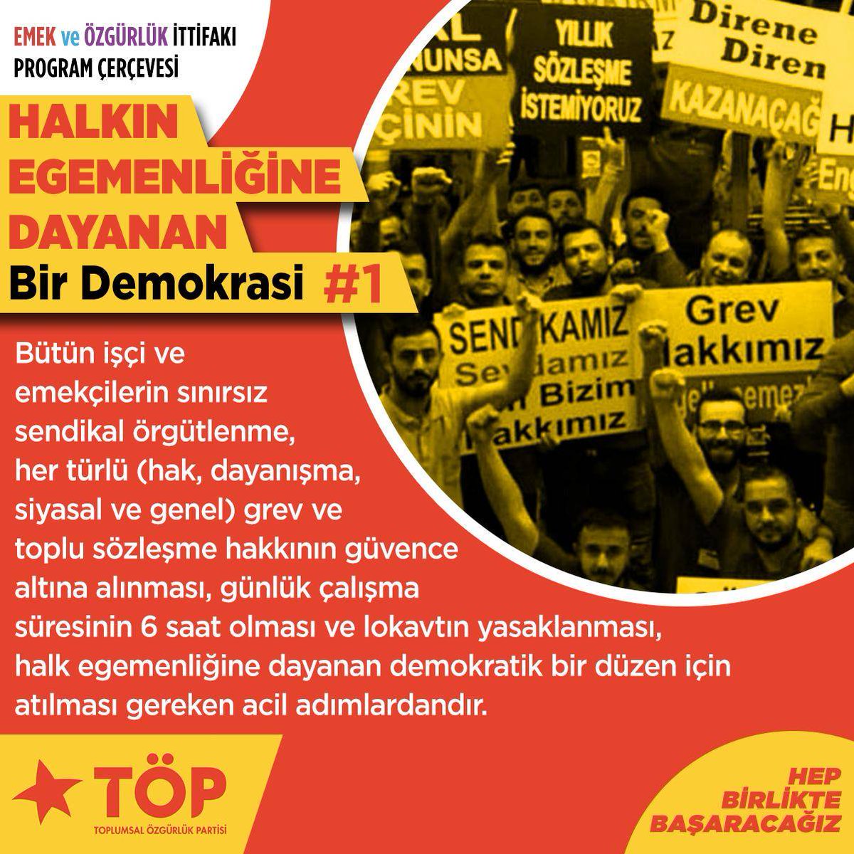 Sömürünün ve baskının derinlestiği bu düzene karşı emekten yana, halkın gerçek egemenliğine dayanan demokratik bir düzen için şimdi #emekveözgürlükzamanı