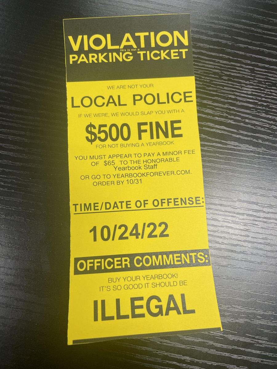 🚨 Uh oh 😕 Did you get a yearbook “ticket”? 🚨 

Don’t worry, that’s just our way of reminding you that time is running out to get the yearbook at the lowest cost of the year. Price goes up in ONE WEEK!

Buy today at yearbookforever.com

#ReadTheFinePrint