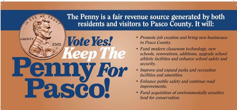 PennyForPasco's tweet image. Why do we need the Penny? 1) Build new schools, expansions, and upgrades 2) Enhance public safety and continued road improvements 3) Create good, high-paying jobs 4) Fund acquisition of environmentally-sensitive land for conservation. #PennyforPasco #2022Elections