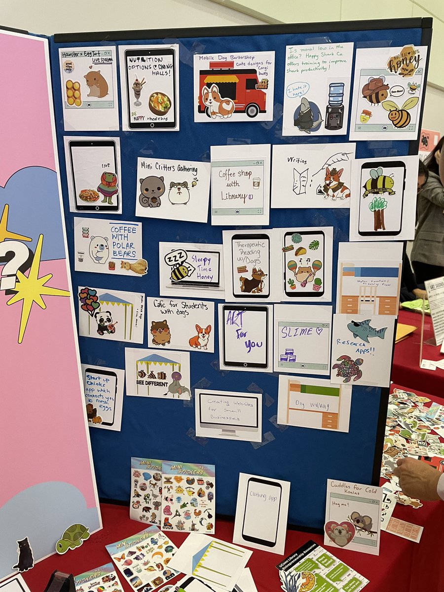 LibKBrown's tweet photo. So many fun #sidehustle ideas! Stop by and add yours to our poster #DiscoverUConn https://t.co/WeVVteQcv0