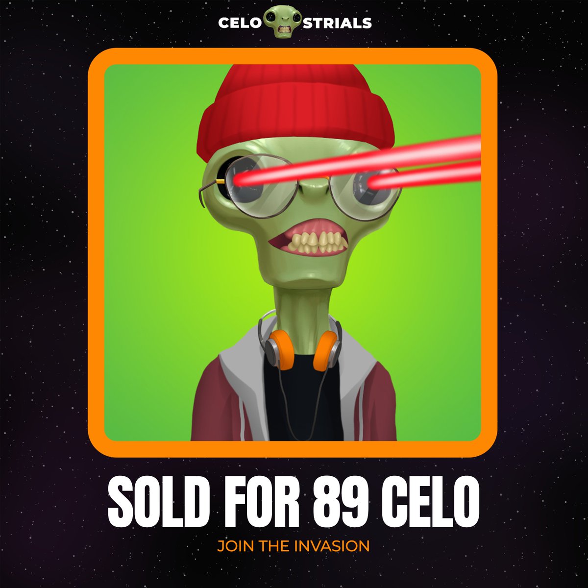 Celostrial #1570 sold for 89 $CELO on 
<a href="/CyberboxArt/">CyberBox</a>

The Hipster Monkey mouth #Celostrial 👓
Glasses with chill clothes, and red beanie

Public mint is still live, don't miss out on minting your  own #Celostrials

👽Follow and join our Twitter and Discord for announcements🛸