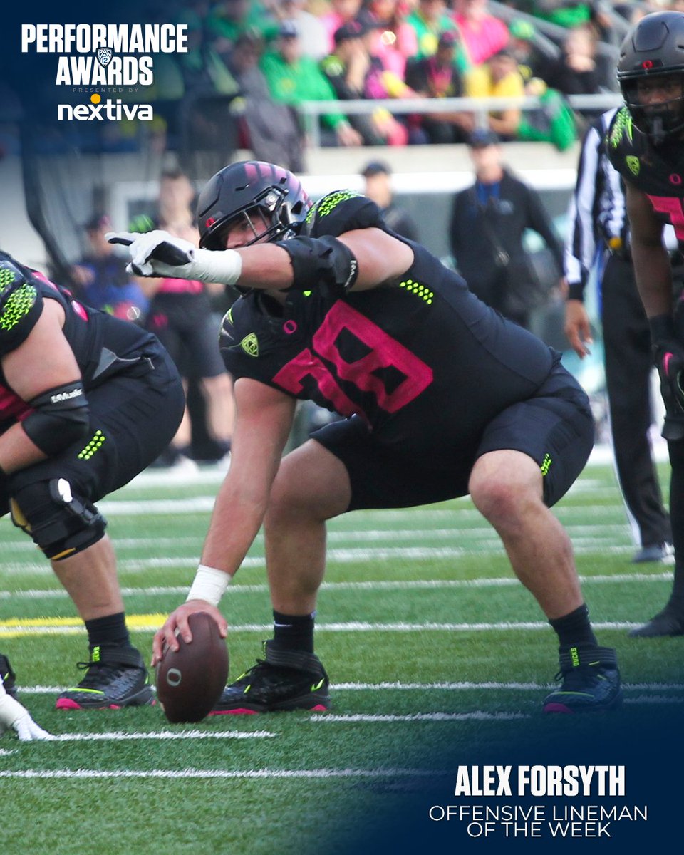 #Pac12FB Offensive Lineman of the Week, presented by @Nextiva: Alex Forsyth 🦆 Full release ➡️ Pac12.me/22POW8 #GoDucks | @oregonfootball