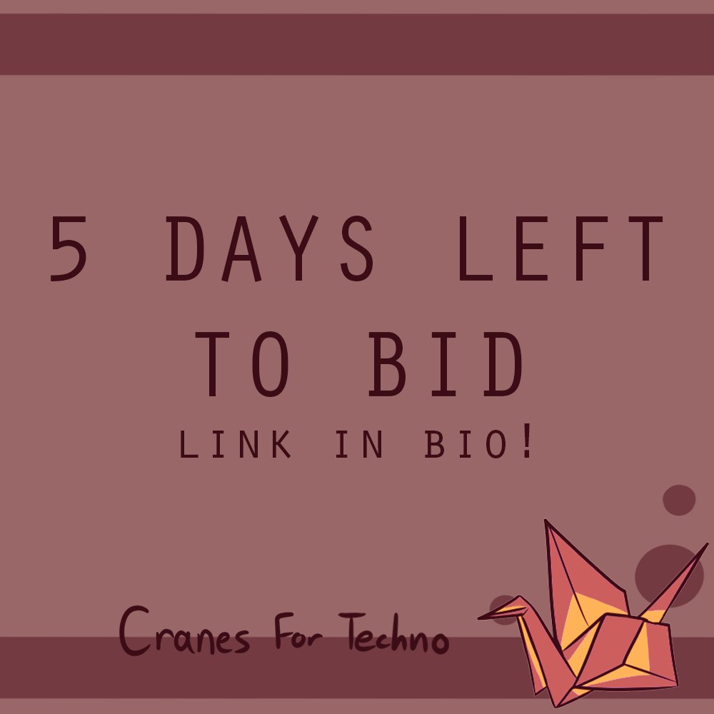 cranes4techno's tweet photo. 5 days left to bid! Reminder that all profits are going to the Sarcoma Foundation of America. #technoblade #technosupport #mcyt #dsmp #riptechno https://t.co/EqIjQHUSm2