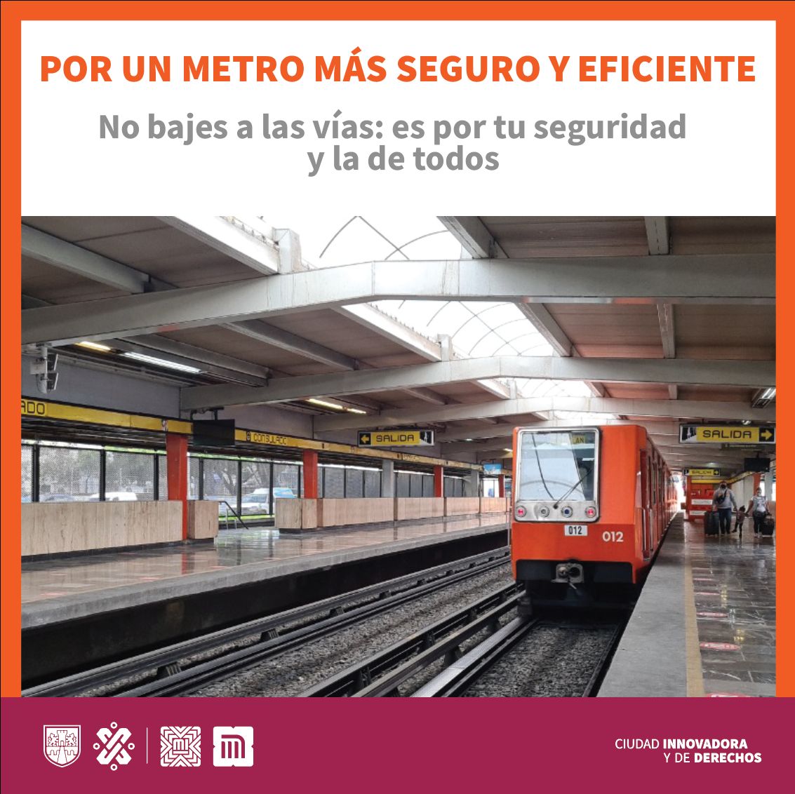 Si alguna de tus pertenencias cae a vías, solicita apoyo al personal del STCMetro para recuperarlas, no pongas en riesgo tu integridad física.