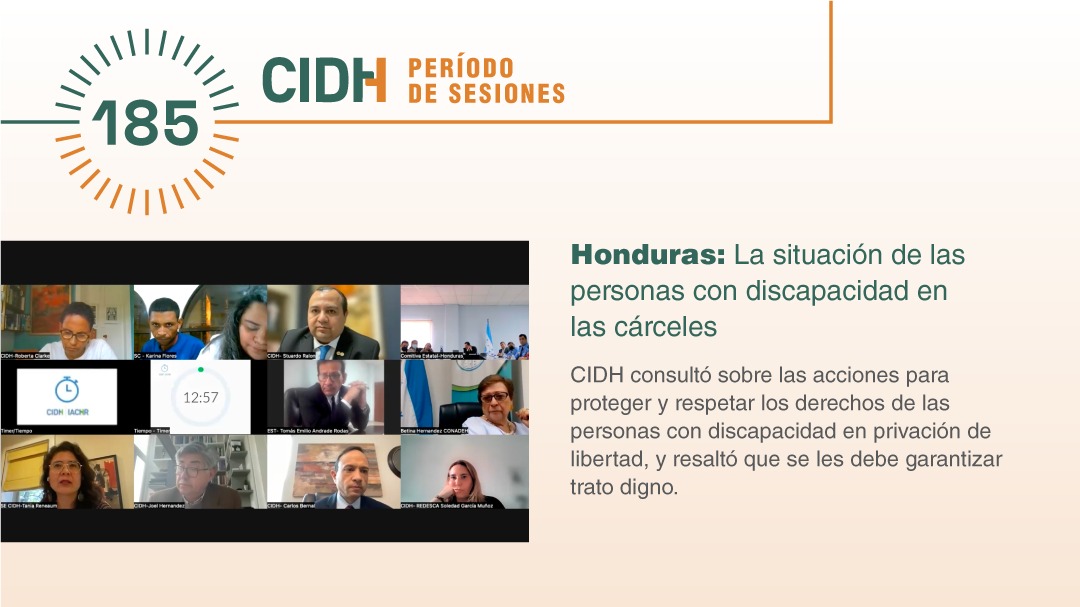 #CIDH #Audiencias | #Honduras Organizaciones informaron sobre situación de #PersonasConDiscapacidad #PrivadasDeLibertad y la falta de política penitenciaria para protegerlas. El Estado indicó acciones para garantizar #DerechosHumanos. #185PeríodoCIDH⏯️ bit.ly/3FaL8Kf