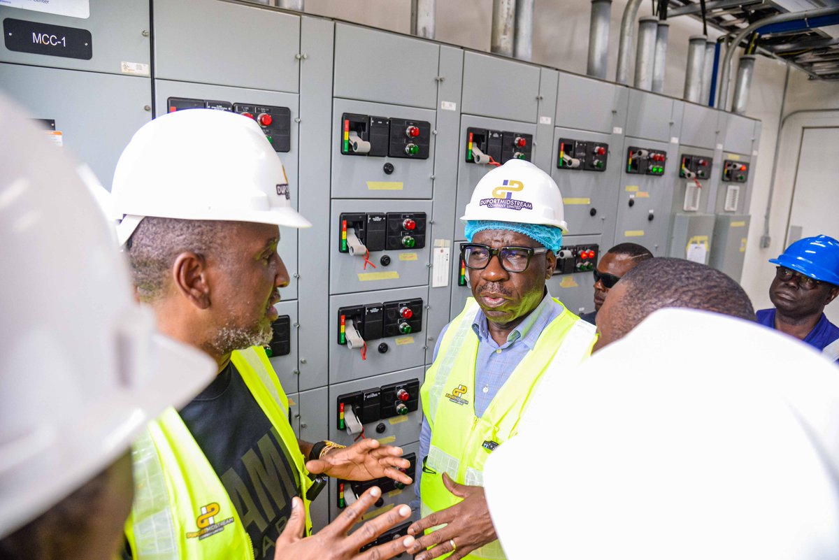 GovernorObaseki's tweet photo. Today, I personally inspected the progress of work and witnessed the first day test run of Duport Energy Park, promoted by the Nigerian Content Development and Monitoring Board (NCDMB) and Duport Midstream Company Limited, in Orhionmwon local government area of the state. 1/2 https://t.co/hMugsaXf8r