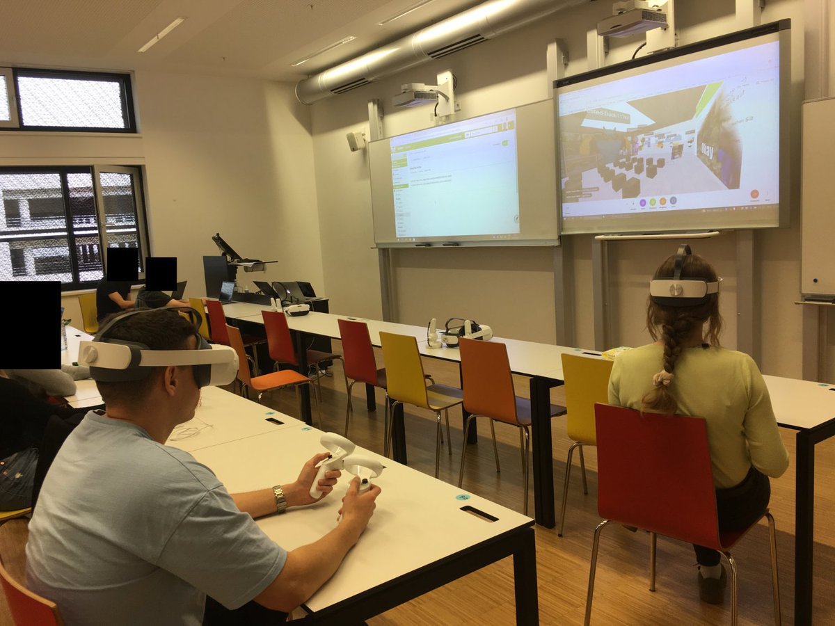 msfeurstein's tweet photo. First time exploring the potential of @MozillaHubs in a hybrid classroom on the topic of technological driving factors for the web and beyond.

Positive experience. Useful for showcasing potential. 

#VirtualReality #HigherEd #mozillahubs #technology #future #elearning https://t.co/IPHlHHclu5