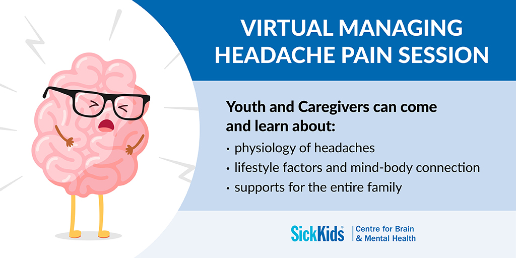 SickKidsNews's tweet photo. SickKids Division of Neurology &amp; Department of Social Work is offering a free online session on Managing Headache Pain on Nov. 10 at 5 - 7:30 p.m. This online session is for youth experiencing #headaches &amp; their caregivers. Interested? Email wendy.bennett@sickkids.ca to register. https://t.co/K6DRaTebZC