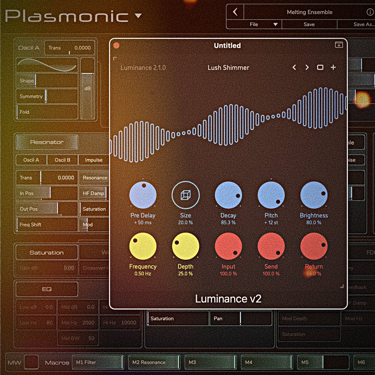 Sinevibes's tweet photo. If you're into beautiful dreamy soundscapes, we seriously can't imagine a better pairing! Plasmonic by @RhizomaticSoft1 and Luminance v2. #sounddesign #dawplugins #audioplugins https://t.co/I2IuwPQ3CI