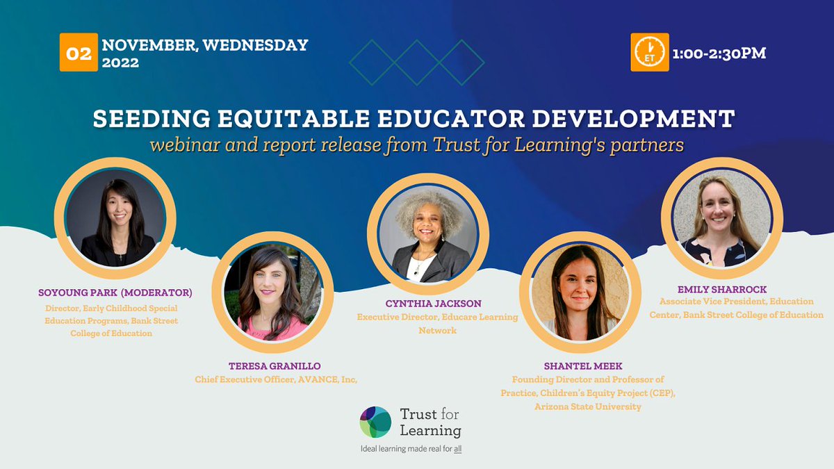 Trust for Learning (@trustfrlearning) on Twitter photo 📢New! Register now to join us Next Week Wed, Nov 2nd <a href="/1pm/">໊</a> ET, for a publication launch highlighting 9 SEED projects, & hear from our partners about what kinds of investments are needed now to sustain racial equity & antiracism in #ECE. Register Now! 👇🏾us02web.zoom.us/webinar/regist… 📢New! Register now to join us Next Week Wed, Nov 2nd <a href="/1pm/">໊</a> ET, for a publication launch highlighting 9 SEED projects, & hear from our partners about what kinds of investments are needed now to sustain racial equity & antiracism in #ECE. Register Now! 👇🏾us02web.zoom.us/webinar/regist…