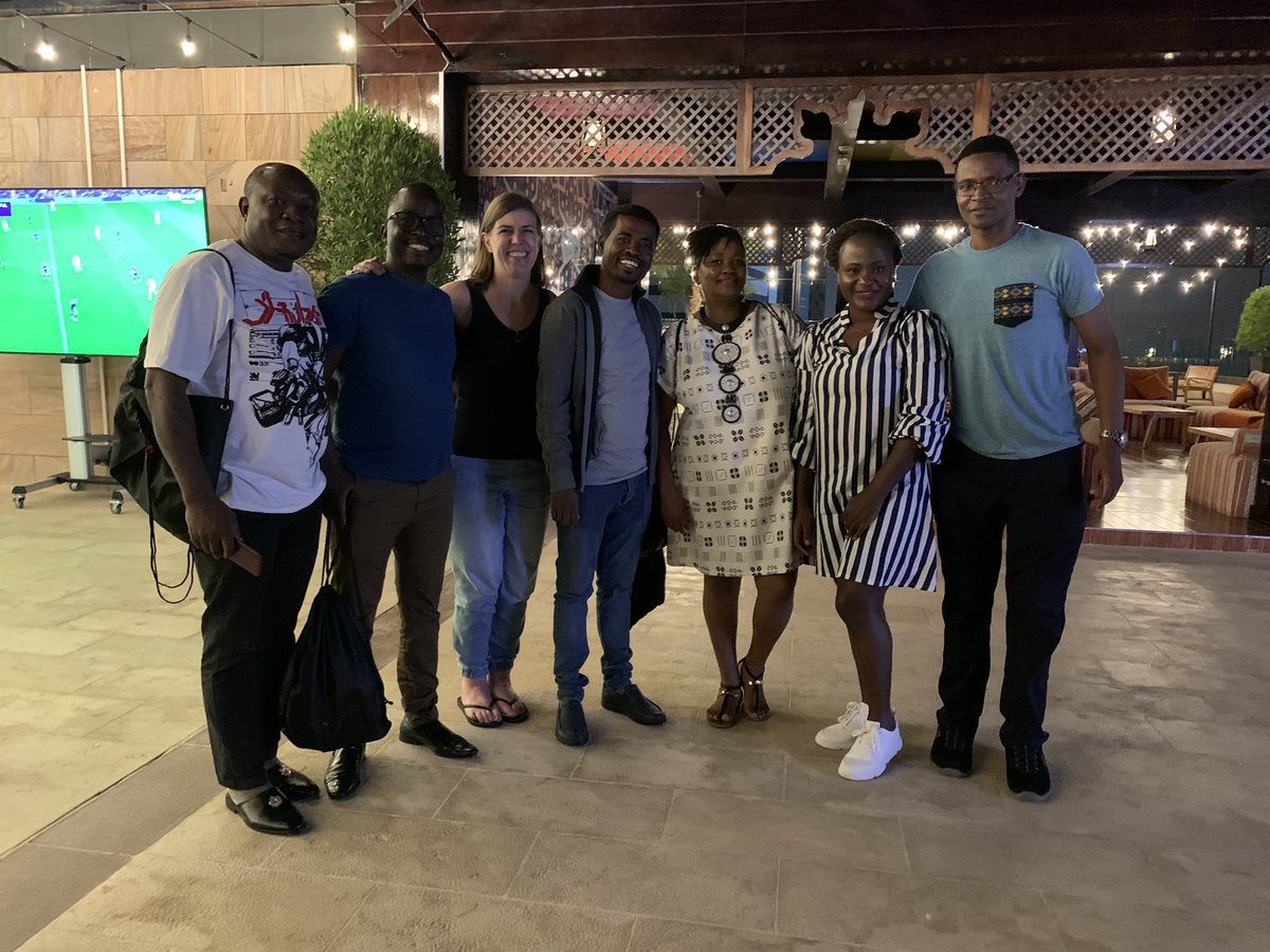 DrCathD's tweet photo. So wonderful to finally meet in person with @StudySunrise @activehealthyk1 colleagues from Africa! 🇳🇬🇲🇼🇪🇹🇧🇼🇿🇼🇿🇦 @OluwayomiAoko @taomwase @chalchisa_r @authentictaru @KayangeJanine &amp; Dawn Tladi #ISPAH2022 @ISPAH https://t.co/zeKMoYj1k1