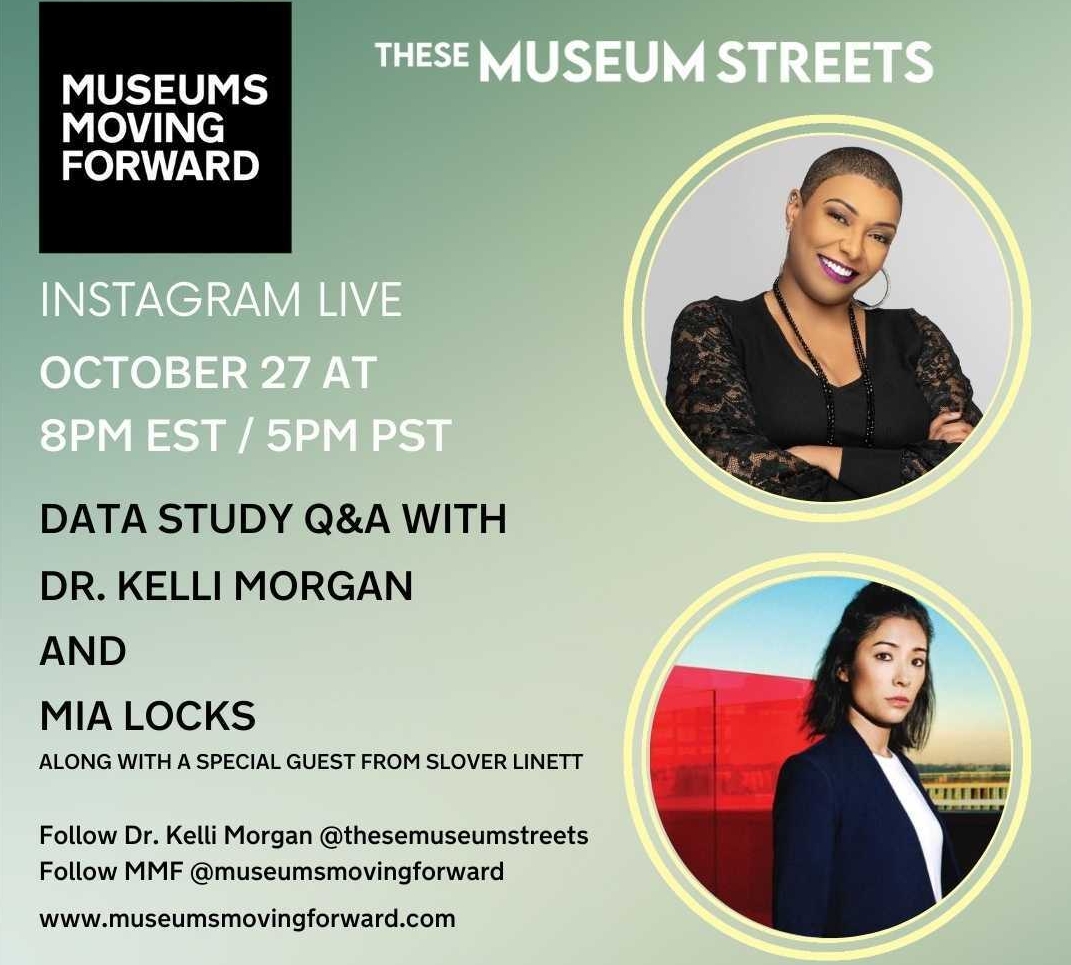Calling all #museum changemakers! This week, 2 info sessions on the <a href="/MuseumsMoving/">Museums Moving Forward</a> data study:

Thurs. 8pmET on #IGlive with <a href="/jenbenoitbryan/">Jen Benoit-Bryan</a>, <a href="/mialocks/">Mia Locks</a> &amp; Kelli Morgan.

Fri. 12pm ET on zoom >> instagram.com/p/Cj--sw4Ng-J/…

If you care about #workplaceequity in #artmuseums, join us!