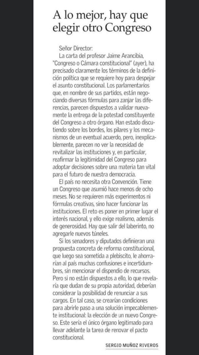 CocaMolina10's tweet photo. ♦️El país no necesita otra Convención 
Si los senadores y diputados definieran una propuesta concreta de reforma constitucional, que luego sea sometida a plebiscito, ahorraría al país confusión, incertidumbre y recursos https://t.co/O9GPSQGz0p