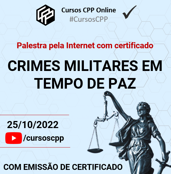 cursosCPP's tweet photo. PALESTRA PELA INTERNET COM EMISSÃO DE CERTIFICADO

Palestra sobre CRIMES MILITARES EM TEMPO DE PAZ.
O Curso CPP recebe a ilustre presença do Dr Gilberto (ADV especializado em Direito Militar) para palestrar sobre esse importante tema da atualidade.

Ao vivo pelo https://t.co/dXU4adLwlM