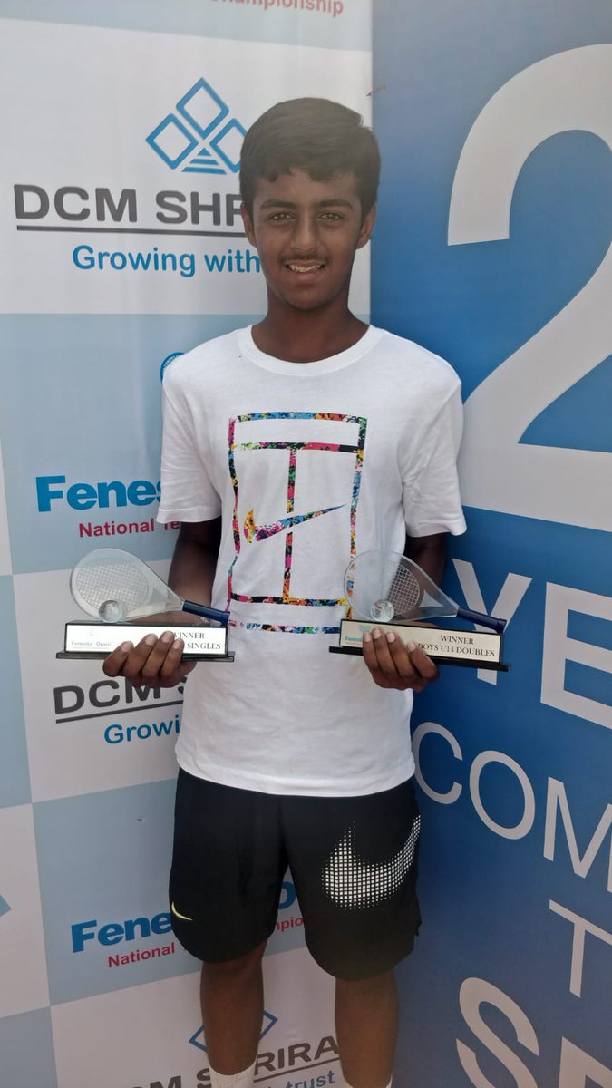 USahita's tweet photo. @SOLINCOsports #Samarthsahita #onehandedbackhand player wins Double Crown at Fenesta Nationals, Delhi in U14 Boys category.#Tennis https://t.co/dGtyPxxmMA