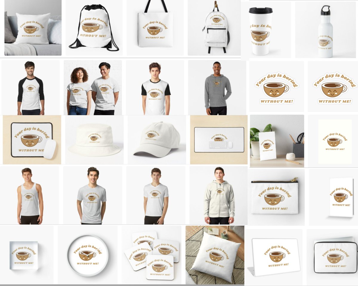 Coffee--your day is boring without me.
T-shirts, caps, stickers, backpacks, pillows, wall art, hoodie, clocks, mugs, and water bottles.

Buy Now only on Redbubble. 30% OFF HURRY UP
Link in bio.

#tshirtshop #backpack #shirts #mugs #Sticker #redbubbleartist