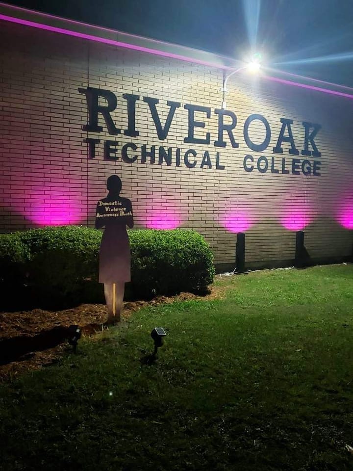 Thank you Mr. Ulmer &amp; Electricity students for setting up RIVEROAK's Domestic Violence Awareness Month display. 

Did you know?

Over 43 million women &amp; about 38 million men experienced psychological aggression by an intimate partner in their lifetime (cdc.gov).