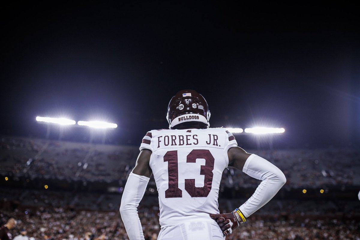 Mississippi State cornerback @emmanuelforbes7 was just named one of 12 semifinalists for the @jimthorpeaward. Forbes is tied for the FBS lead in interceptions this season (5) and interceptions returned for a TD (2). His 13 career pickoffs are the most in the SEC since 2020.