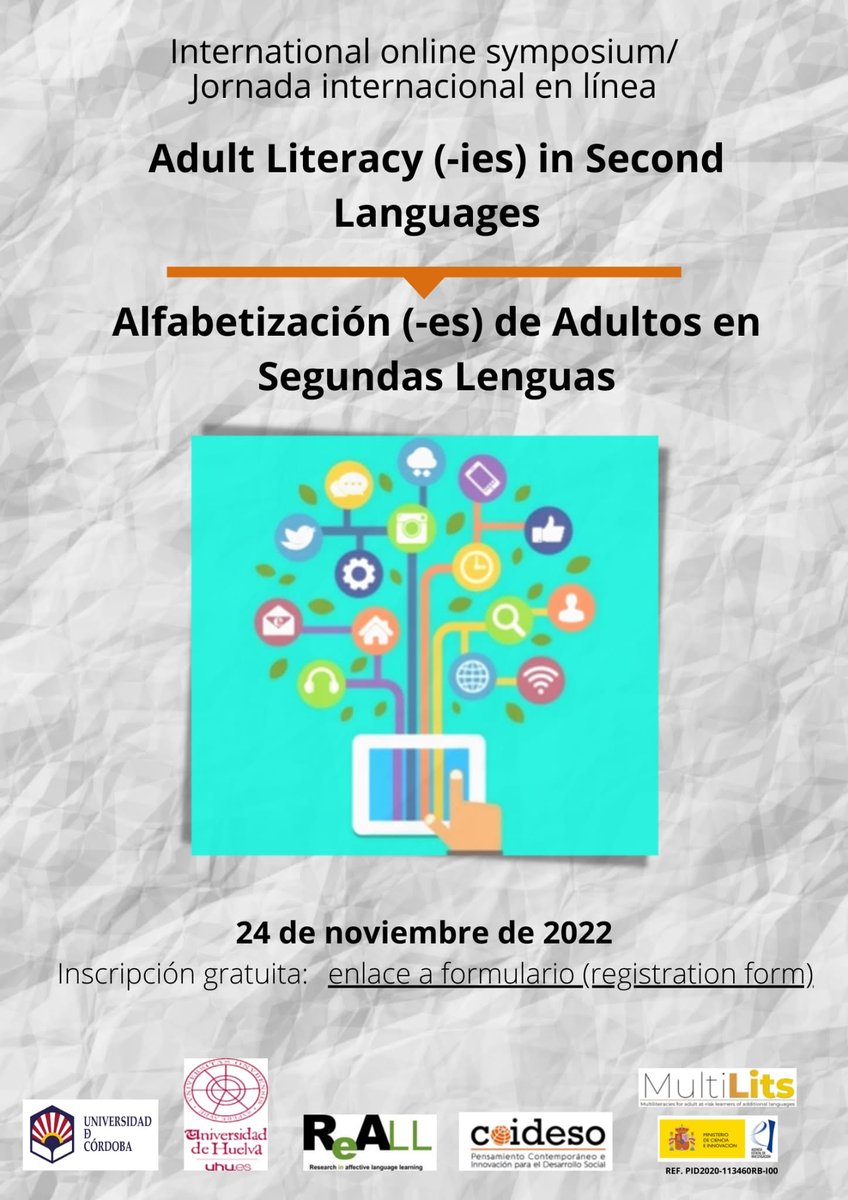 ¿Eres profe y enseñas una L2? ¿Trabajas con inmigrantes o refugiados? Este es tu evento. Jornada Internacional, transmitiremos desde la Universidad de Córdoba (España).  
Es en línea, es gratuito, es ReALL.
Inscripciones aquí: bit.ly/3TQLpGo