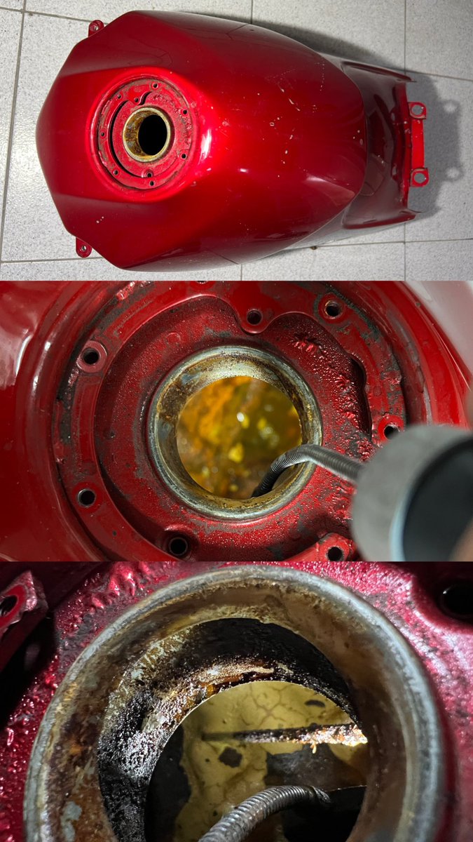 studimoto's tweet photo. Queréis flipar un poco?
Venga va, comparad los 3 collages.
Depósito de Kawasaki KLE 500cc del ‘96 hecho polvo interiormente.
El cliente nos encuentra por nuestro 2ºInstagram #ReparoDepositos y lo trae acojonado.
En 4 días le hemos devuelto el tanque sin óxido y con epoxy interior https://t.co/qhdieUGS7k