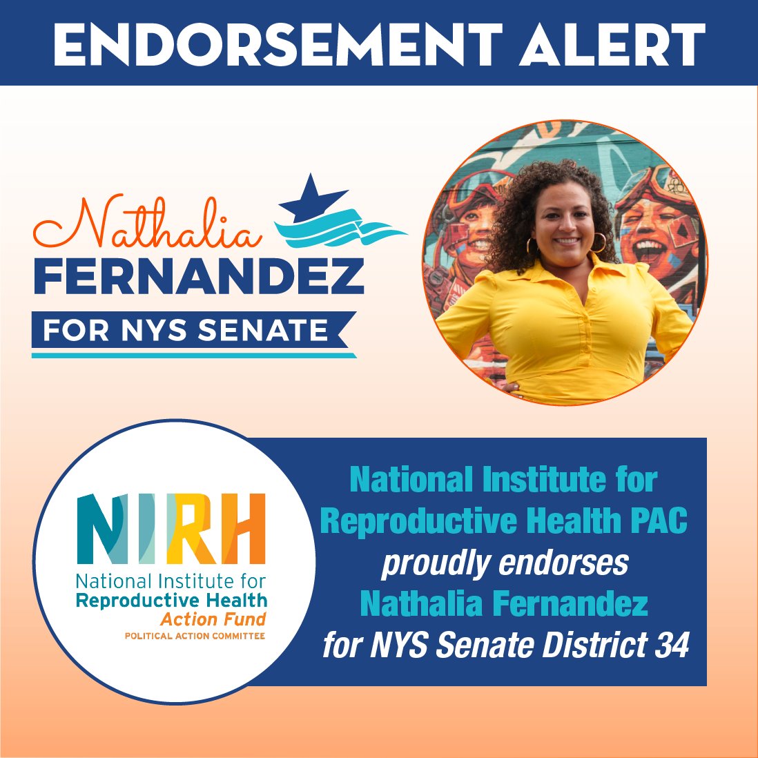 I'm proud to have the support of @nirhealth! Fighting for women’s reproductive healthcare access has never been more important.