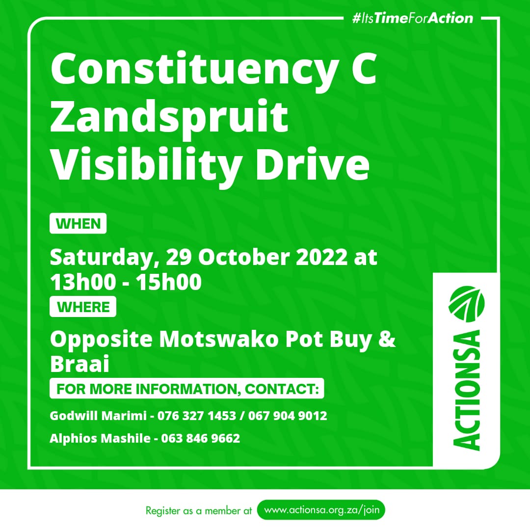 kanes_r's tweet photo. Look out Zandspruit ActionSA is heading your way..
@Elmari @HermanMashaba @EarlTho71927378 @EsmieLieb @CarinvdS @ActionsaCoJCW @ActionSA_Youth @LincolnMachaba @treasure_mn7 https://t.co/bSXhIGdAbj