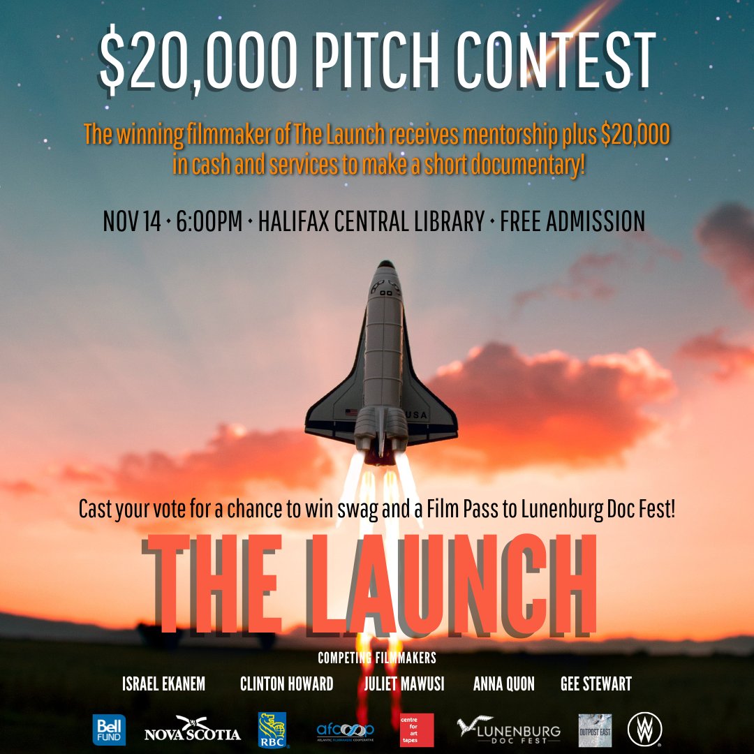 LunenburgDocs's tweet photo. Join us 6:00pm November 14th at the Halifax Central Library for our re-launch of #TheLaunch: Documentary Development and Pitch Contest! 🚀
Click the link for more information, https://t.co/V3UK7lnZgS 👀
#BIPOC #emergingartist #atlanticcanada #Lburgdocs #film #mentorship #yhz https://t.co/zSldJLUVwO