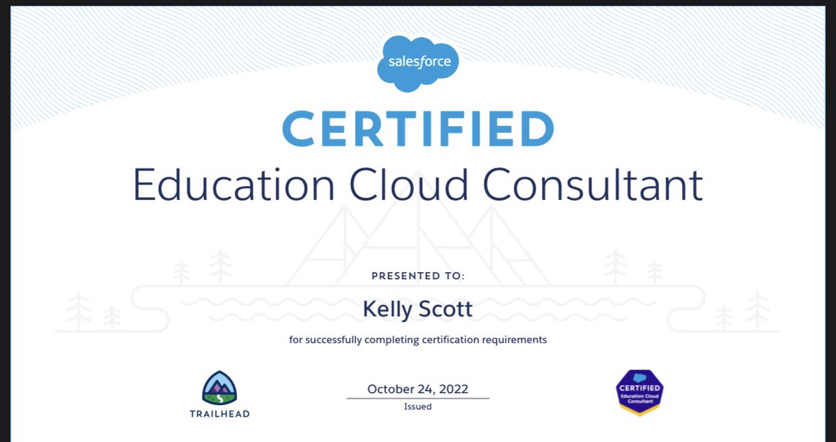 SFKellyCScott's tweet photo. 2022 has been a year of professional milestones and I am thankful to now have both of my favorite industries’ Salesforce certifications accomplished (Nonprofit and Education)! https://t.co/j9pCKsiGbU