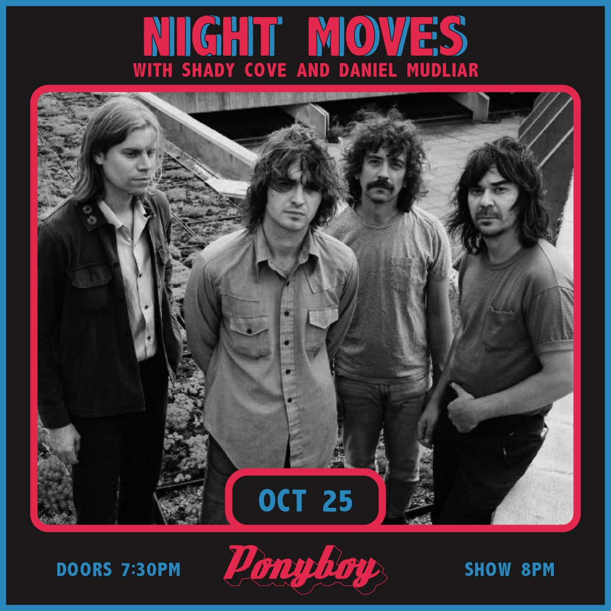 LOCAL SUPPORT ADDED 🖤⚡️ Oklahoma’s own @danielmudliar starts the show for cinematic and psychedelic Indie Rockers @nightmovesmpls along with multi-instrumentalists Shady Cove TOMORROW NIGHT! Don’t miss your chance to witness BRAND NEW music Tuesday! 🎟 : bit.ly/3zHDx1y