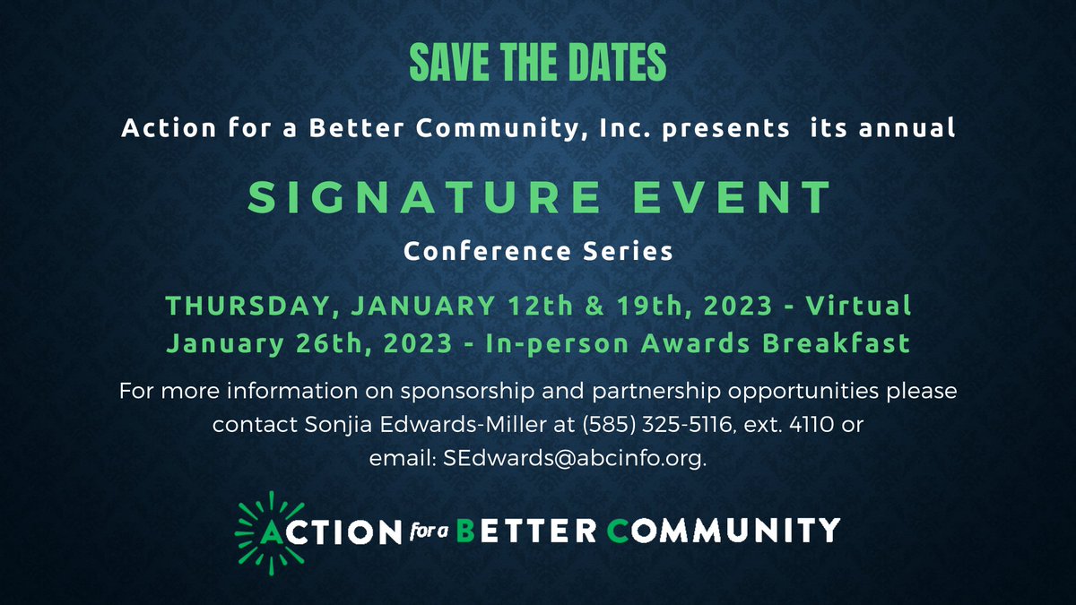 Save the dates for ABC's 2023 Signature Conference Series. We're adding an awards breakfast too! Nomination process coming soon. We're helping people and changing lives.