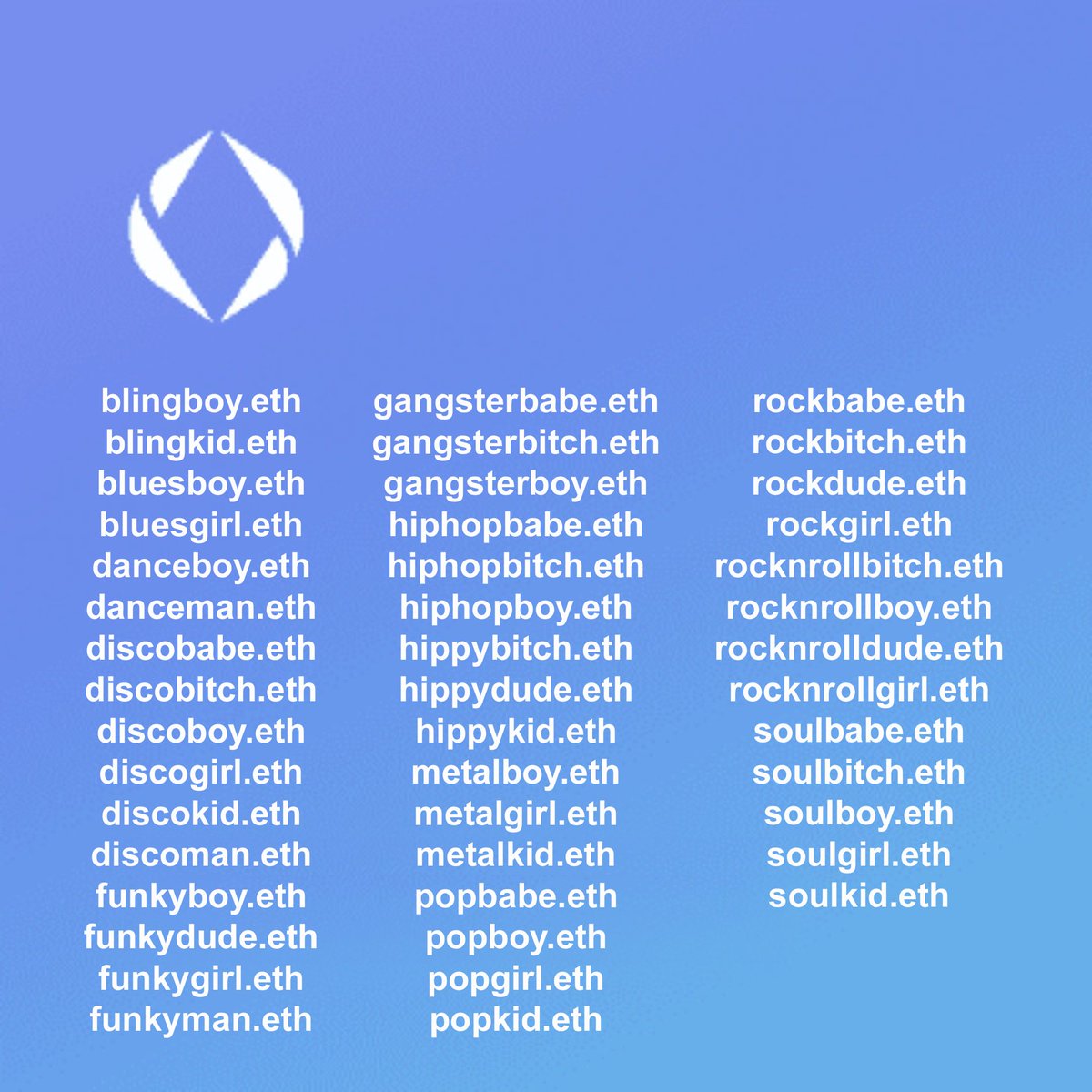 Hi AWESOME #ENS FAM👋👀💖👇

What's your #Web3domain I.D.
gonna say about you in 5 years?👀

👇position accordingly👇
opensea.io/COOL_AF_ENS
💖open 2 offers FREN💖

#ensdomains <a href="/ensdomains/">ens.eth</a> #Nfts <a href="/opensea/">OpenSea</a> <a href="/ensvision/">Vision.eth</a> #Web3 #web3community #music #eth #Ethereum #Web3Names #ensfam