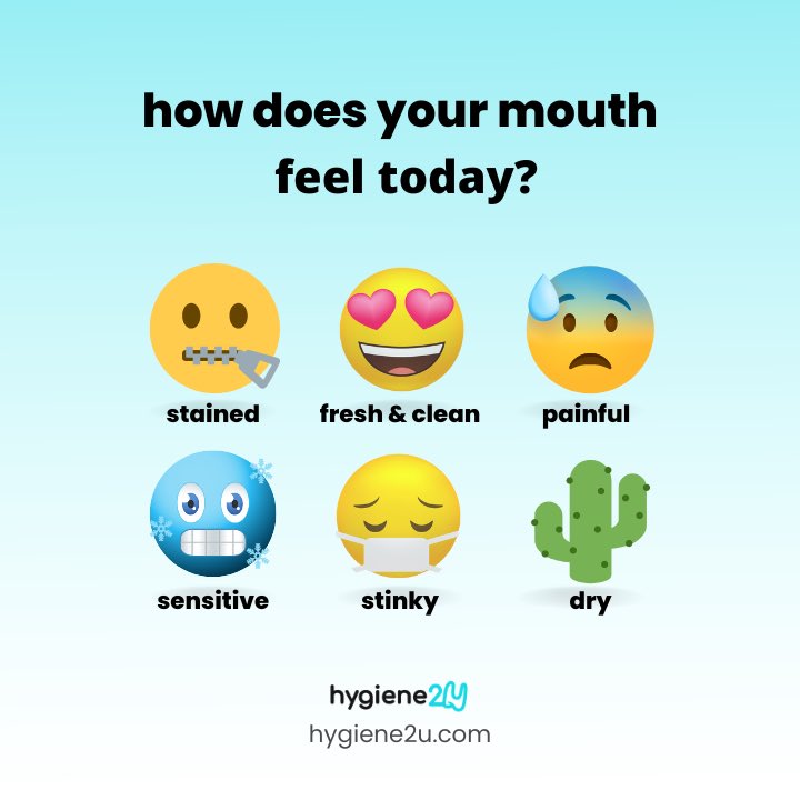 hygiene_2u's tweet photo. Drop your emoji below ⬇️✨
#oralhealth #dentalhygiene #healthymouth #badbreath #smile #subscriptionbox #hygiene2u https://t.co/2bvLD229Fp