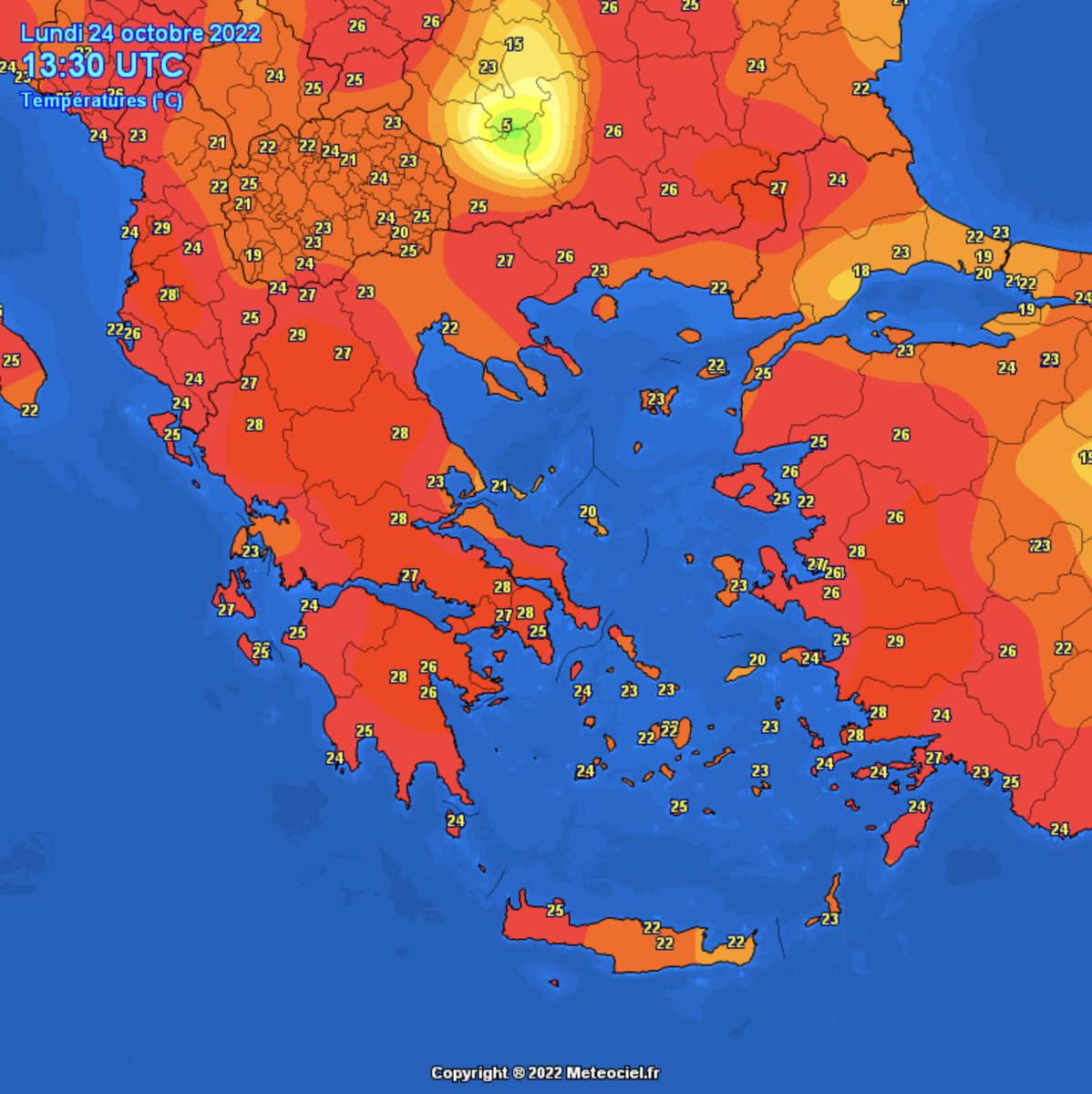 CleanAirGreece's tweet image. Look how hot it was in #Greece today.

In general it's very warm in Europe right now, way too much, and October will once again break all-time #TemperatureRecords

#ClimateEmergency #ClimateCrisis #GlobalWarming