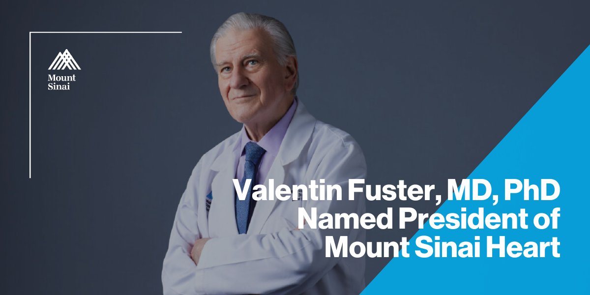 Congratulations to Valentin Fuster, MD, PhD, who has been named President of @MountSinaiHeart, effective Sunday, January 1, 2023! Dr. Fuster will continue to advance the clinical care, research, and innovative training at Mount Sinai Heart. Learn more: mshs.co/3TdCbUJ