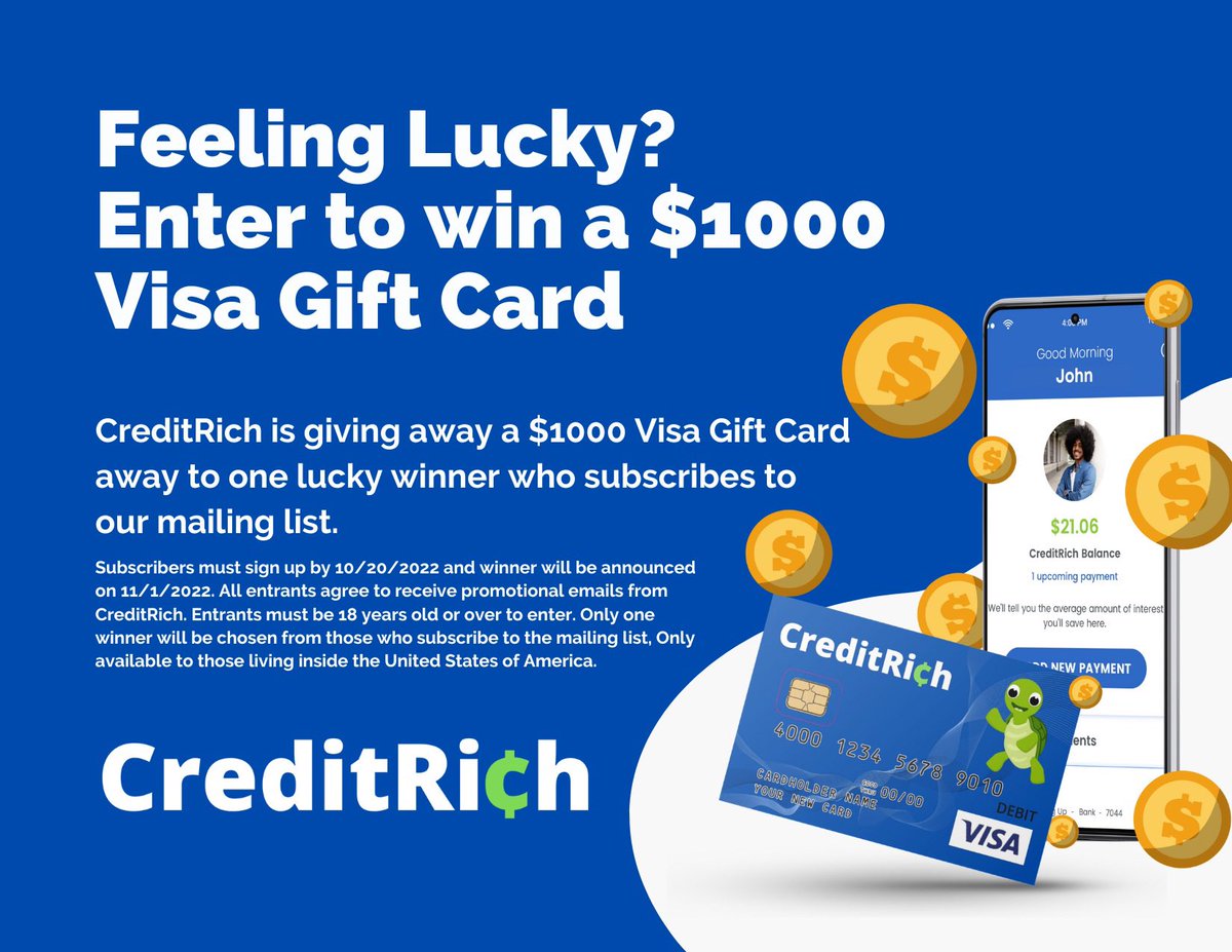 We are giving one final chance to win $1K by subscribing to our mailing list! Our entry date has been extended to 10/25 - subscribe now before it’s too late at creditrich.com/subscribe !! #creditrich