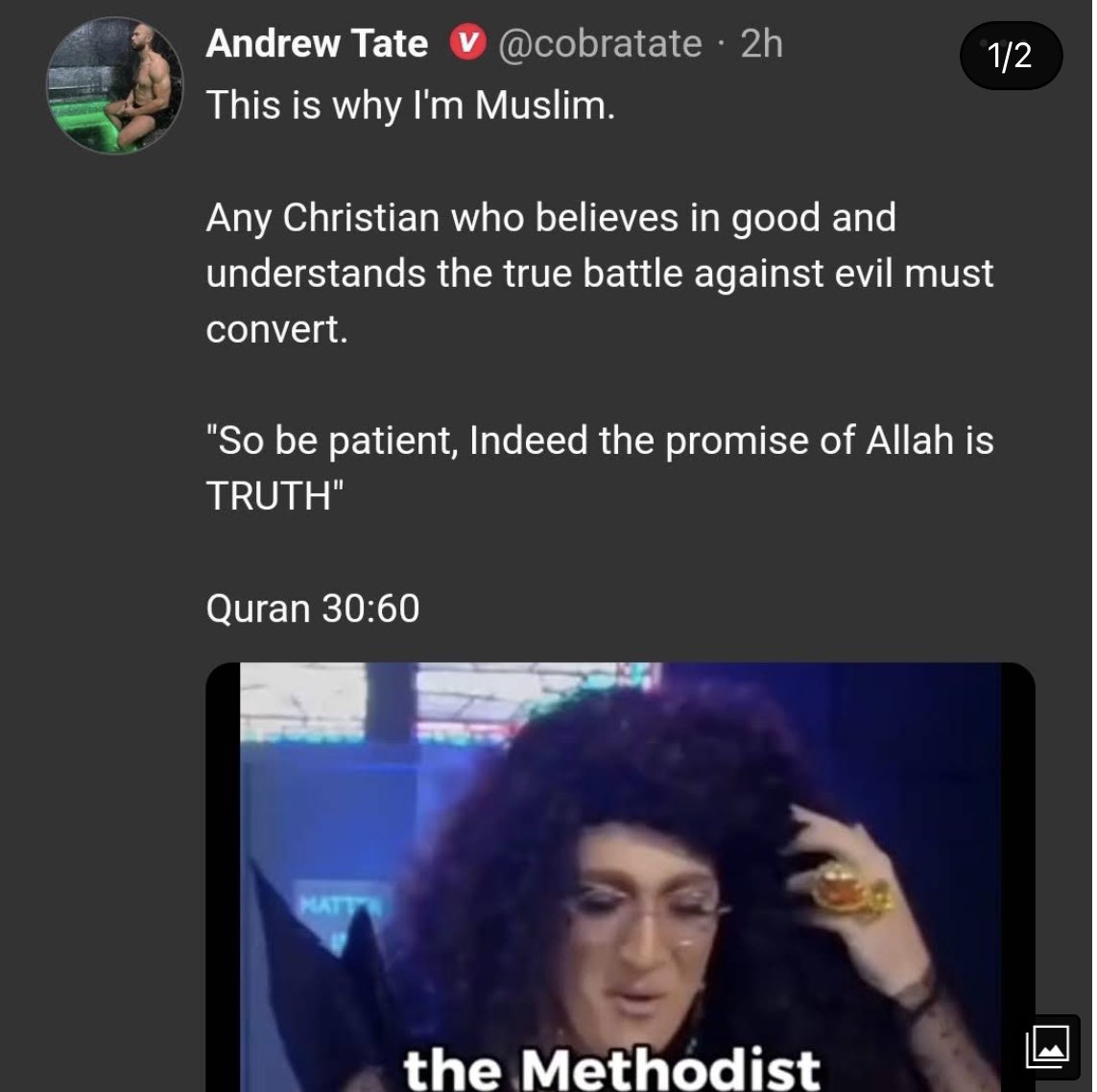 smile2jannah's tweet photo. It’s pretty much confirmed Andrew Tate has accepted Islam. https://t.co/WI2T3BtjhN