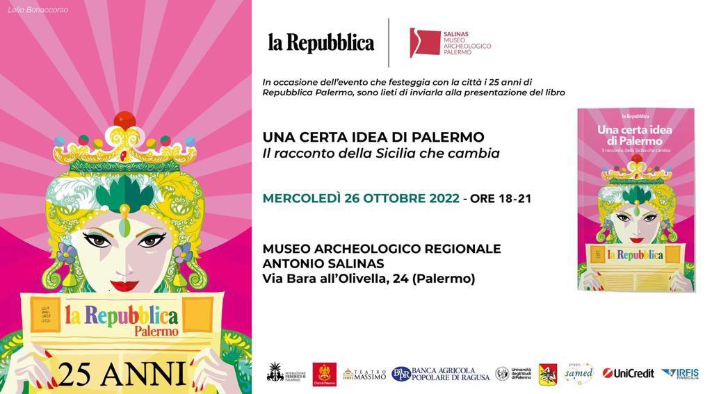 💡UNA CERTA IDEA DI #PALERMO
il racconto della #Sicilia che cambia

🎉 Siete tutti invitati alla festa per i 25 anni di <a href="/rep_palermo/">Repubblica Palermo</a>. Vi aspettiamo!

🗞️ Per saperne di più, cliccate qui👇palermo.repubblica.it/cronaca/2022/1…