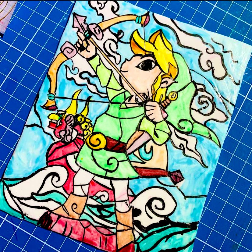 YukiUsagiBakery's tweet photo. Me gusta mucho sacar fotos del proceso de los pasteles que hago pero nunca los subo. Encontré en mi carrete el proceso de este pastel de Wind Waker tipo Stained Glass. #Zelda #TheLegendOfZelda #WindWaker #NintendoCake https://t.co/ReDIAvAWYb
