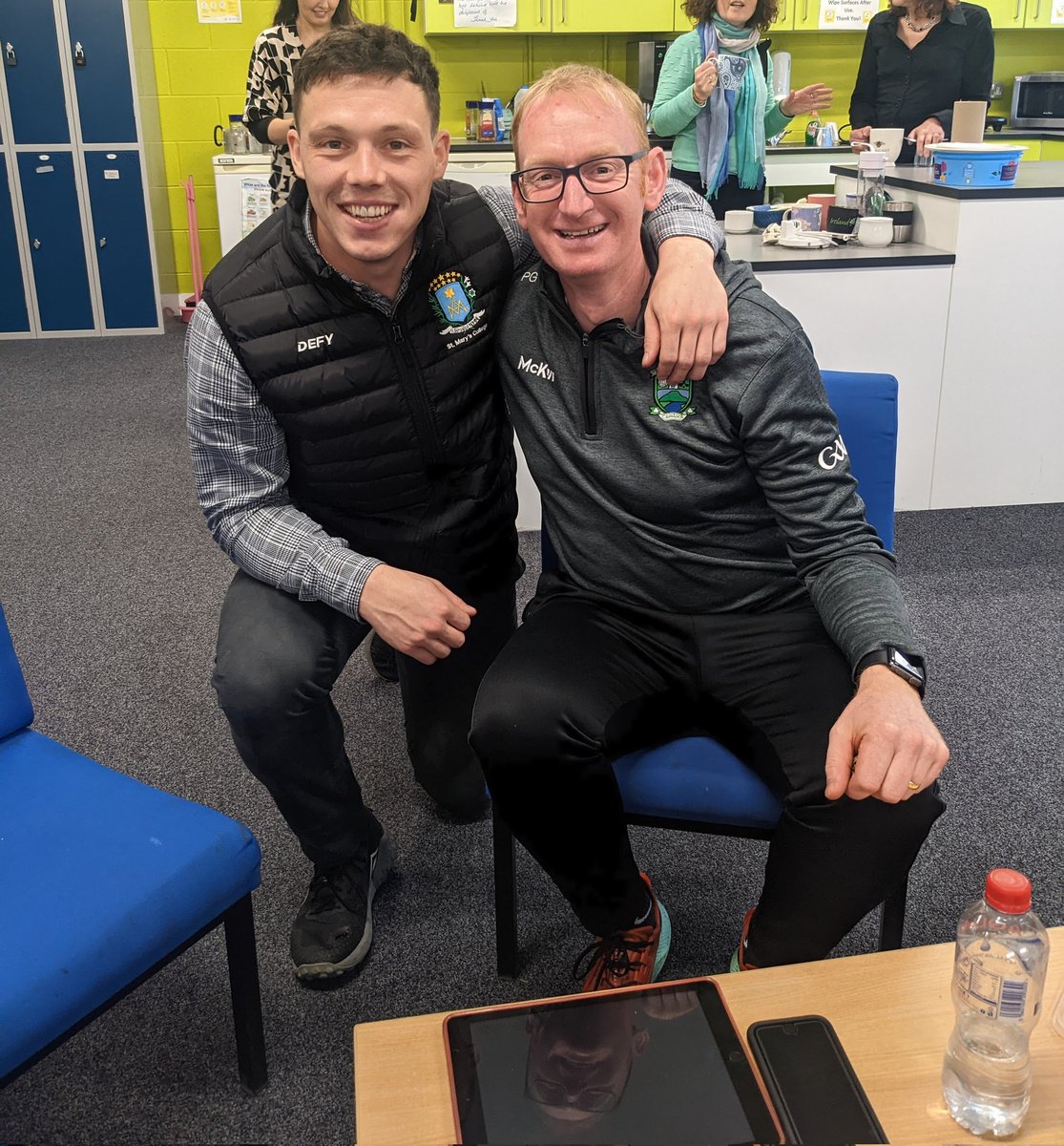 halpenc2's tweet photo. Two happy men at the tea break today. Congrats lads, great achievement 👏 @MaristSport @gally7p @jmorgan491 https://t.co/1wA9zjvKPj