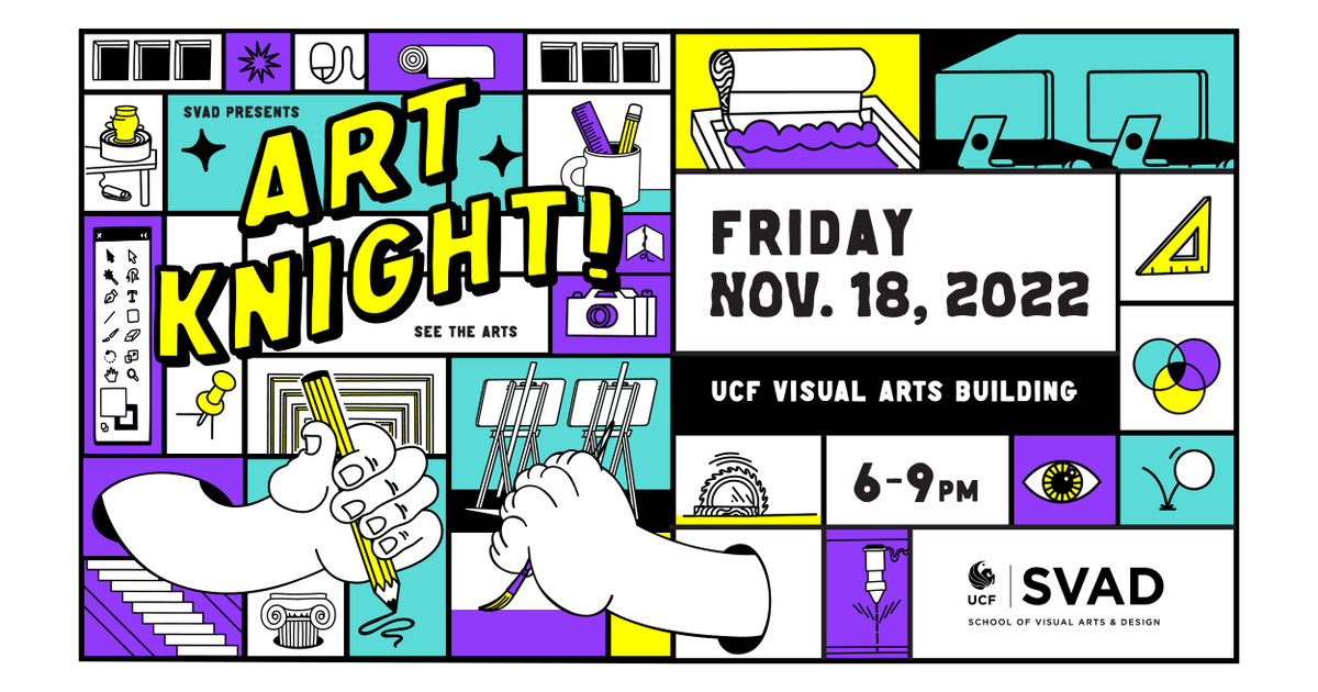ucfsvad's tweet photo. Are you interested in a visual arts degree but aren't sure what to specialize in? 🤔 Art Knight! is a fantastic opportunity to speak with professors and students as well as tour our facilities! 🎉

Register here: https://t.co/DDaI97Srqb https://t.co/K8wPzAX9PC