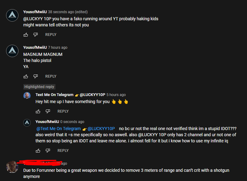 mwii_u's tweet image. Fake @LUCKYY10P ON YOUTUBE found on
&quot;BUNGIE CHANGED THE META FOREVER! *NEW PVP META* &quot;video
they are not the real lucky 10 p but they are going around asking for your telegram/social media
#destiny #Fakelucky10p #LUCKY10P