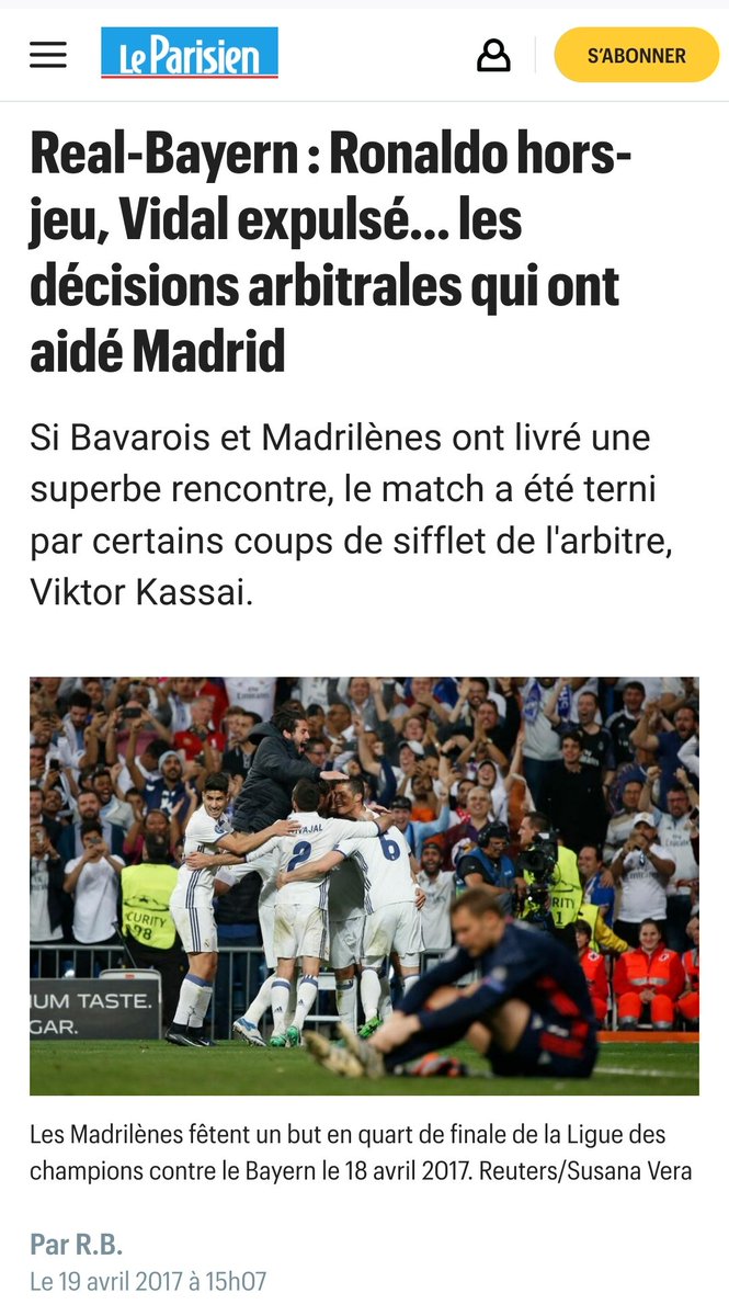 chocobon06's tweet photo. @AymenRMAA On en as pas assez parler mais Real Bayern sa reste le top3 des plus gros vol de l'histoire du football ptdrrr les hors jeu et le rouge de Vidal nan c trop 😂😂😂 https://t.co/dfSzJdlyPV