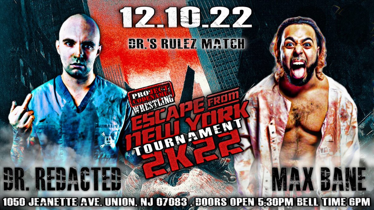 PROject_CW's tweet photo. ** 12-10-22** 

So far announced for  #thePROject presents "EFNY 2k22  we have RD1 Match Vulture Squad VS Team NEW &amp; @DRxRedacted VS @MaxBane7 in a DR’S Rulez match. With more announcements to come this week get your tickets now. 

Secure Your Tickets : https://t.co/M8fnzU6mgX https://t.co/0gJqA9su1n