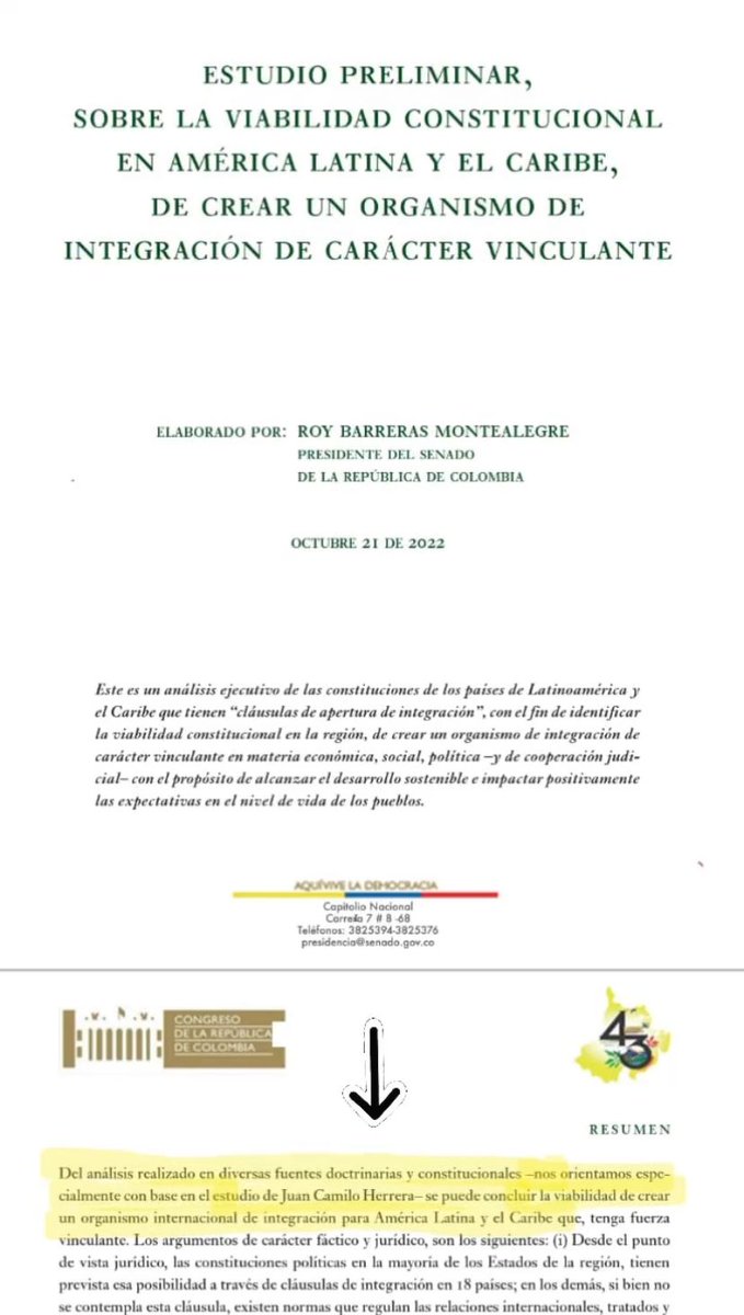 JuanCHerreraTW's tweet photo. Honrado de que mi libro sea el principal insumo del estudio preliminar elaborado por el Senador @RoyBarreras para la creación de un organismo de integración latinoamericana. Una integración latinoamericana es posible, siempre y cuando se tenga en cuenta lo siguiente: (abro 🧵) https://t.co/RU9yyPtIRa