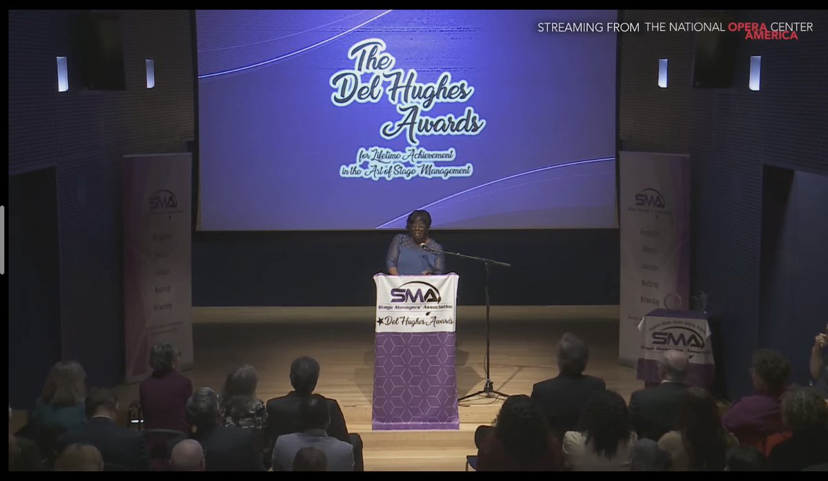 #DelHughes22 is moving right along!
-<a href="/MetOpera/">Metropolitan Opera</a> #stagemanager Terry Ganley introduces Ray Menard
-<a href="/AGMusicalArtist/">AGMA</a> President Raymond Menards accepts his award
-George Dvorsky introduces Bernita Robinson
-#BernitaRobinson accepts her award
-A round of #HappyBirthday for Bernita!
