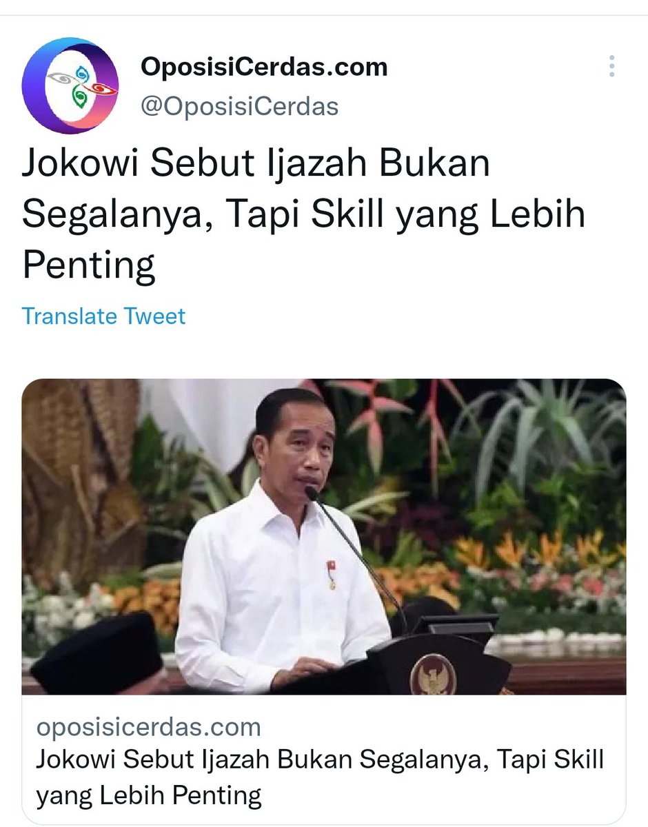 Jokowi Sebut Ijazah Bukan Segalanya, Tapi Skill yg Lebih Penting

Kalo Skil ga punya n ijazahnya juga ga punya gmn dunk pak <a href="/jokowi/">Joko Widodo</a> ?!

Apalagi kalo smp memalsukan ijazah itu melanggar hukum.., harus diadili !
Tapi kalo bener palsu akan banyak pihak yg terlibat n makin ruwet 😩😩
