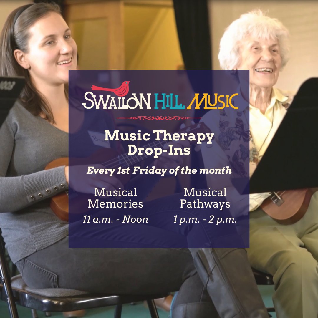 swallowhill's tweet photo. Do you know someone experiencing memory loss or an adult with Intellectual and Developmental Disabilities (IDD)? Come with them to one of our free music therapy drop-in sessions next Friday, Nov 4! (and the 1st Friday of each month)

Register: https://t.co/QkCOYssNFD https://t.co/Wsow4FCX7L