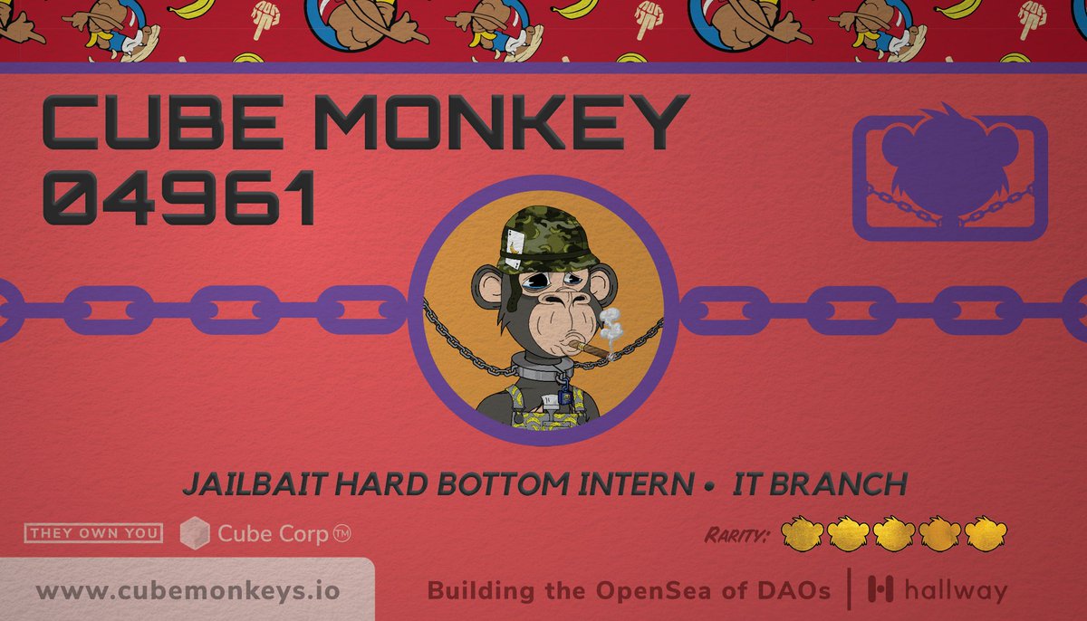 🧊🐒's🫡

Idk if this will be mum approved 😅

"Mom look I pulled a 5 star with a "Jailbait Hard Bottom Intern" title 🤭

#CubeMonkeysToTheMoon 

#nfts #nft #nftart #nftcommunity #nftcollector #nftartist #crypto #cryptoart #art #freenft #Airdrop #AirdropCrypto #nftcollector